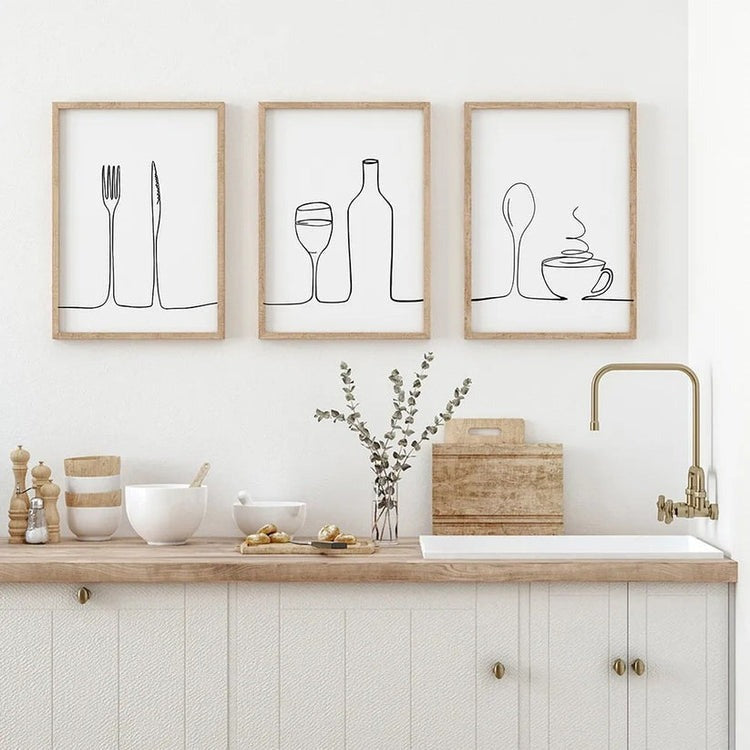 Kitchen Wall Art Minimalist Modern Food Wine Drink Kitchen Fun Posters For Kitchen Home Decor 2024