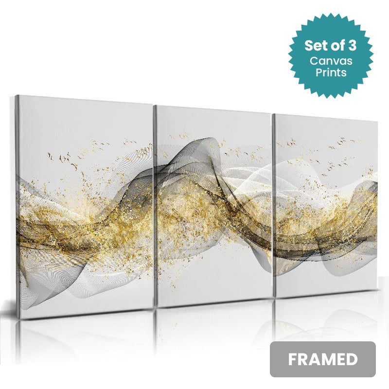 Set of 3Pcs FRAMED Nordic Abstract Wall Art Fine Art Canvas Prints, Framed With Wood Frame. Size Options: 20x30cm & 30x40cm