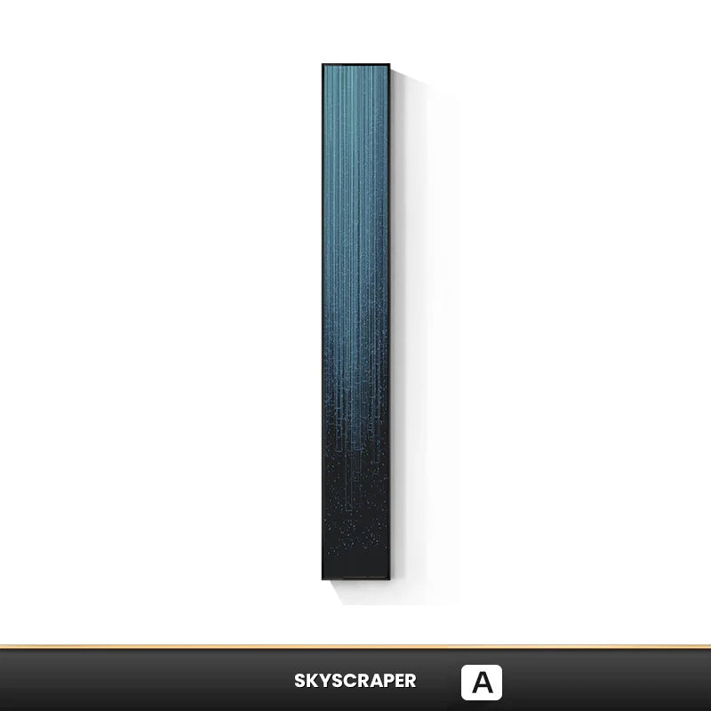 Modern Abstract Particle Geometry Wall Art Slim Format Fine Art Canvas Prints Vertical Skyscraper Format Pictures For Entrance Hall Home Office Decor