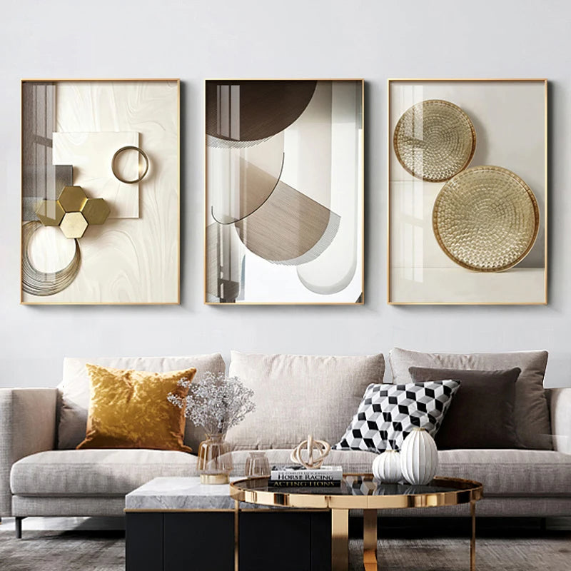 Modern Aesthetics Abstract Geometry Wall Art Fine Art Canvas Prints Pictures For Luxury Apartment Living Room Dining Room Entrance Foyer Art Decor