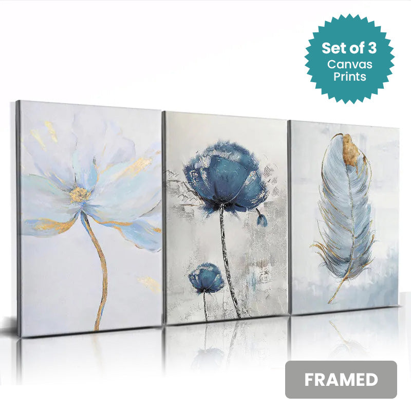 Set of 3Pcs FRAMED Nordic Abstract Wall Art Fine Art Canvas Prints, Framed With Wood Frame. Size Options: 20x30cm & 30x40cm