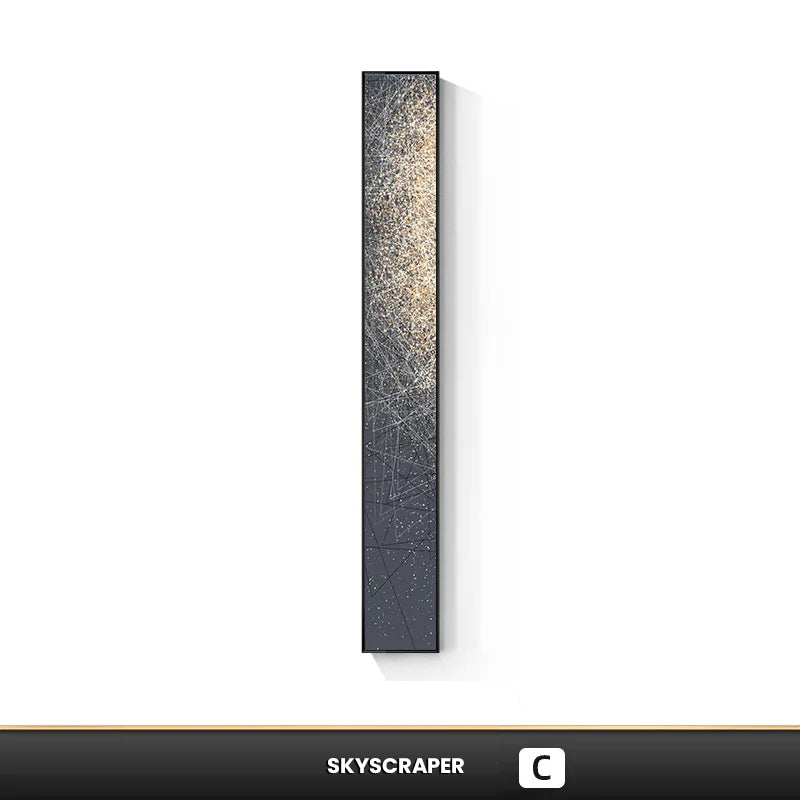 Modern Abstract Particle Geometry Wall Art Slim Format Fine Art Canvas Prints Vertical Skyscraper Format Pictures For Entrance Hall Home Office Decor