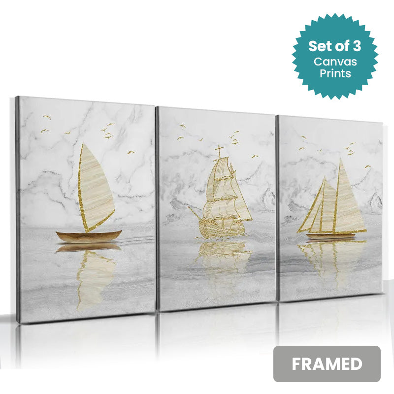 Set of 3Pcs FRAMED Nordic Abstract Wall Art Fine Art Canvas Prints, Framed With Wood Frame. Size Options: 20x30cm & 30x40cm