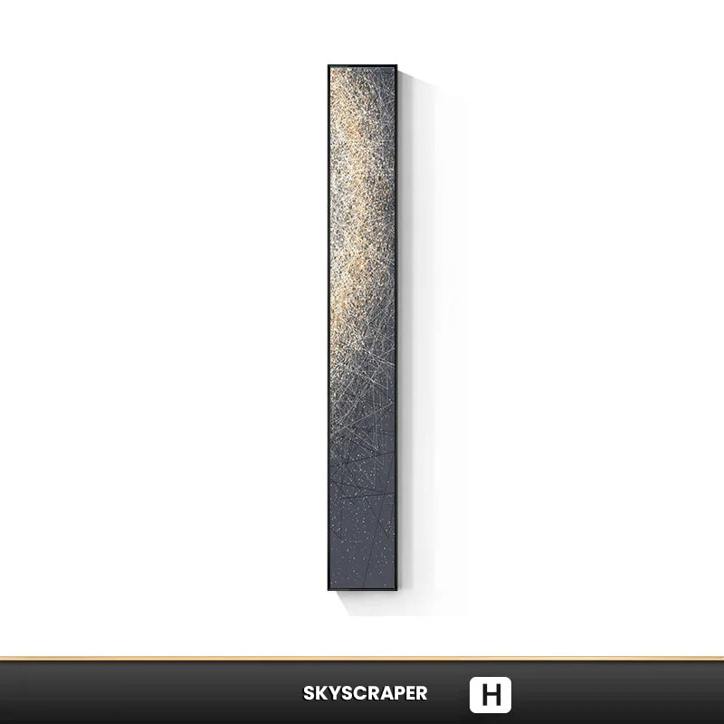 Modern Abstract Particle Geometry Wall Art Slim Format Fine Art Canvas Prints Vertical Skyscraper Format Pictures For Entrance Hall Home Office Decor