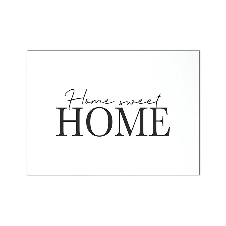 Home Sweet Home Black White Quotes Posters Wall Art Fine Art Canvas Prints Minimalist Nordic Pictures For Simple Living Room Decor