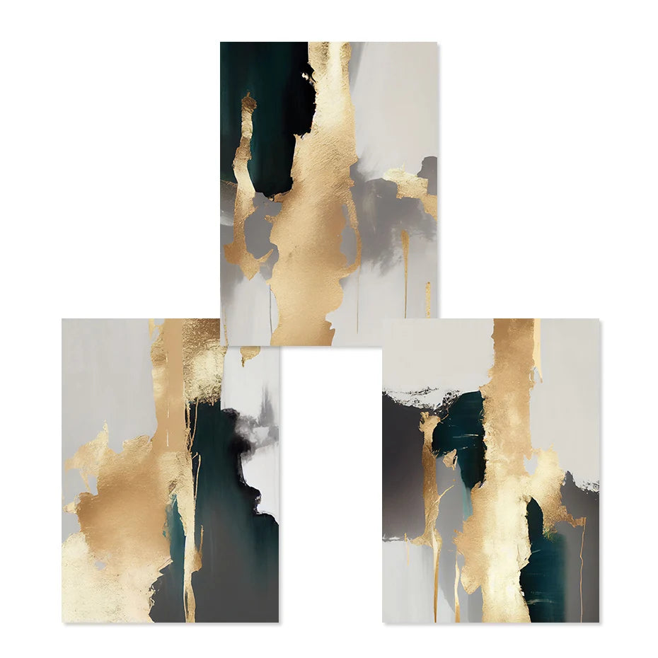Modern Abstract Golden Textural Neutral Colors Wall Art Fine Art Canvas Prints Posters Pictures For Living Room Light Luxury Home Decor