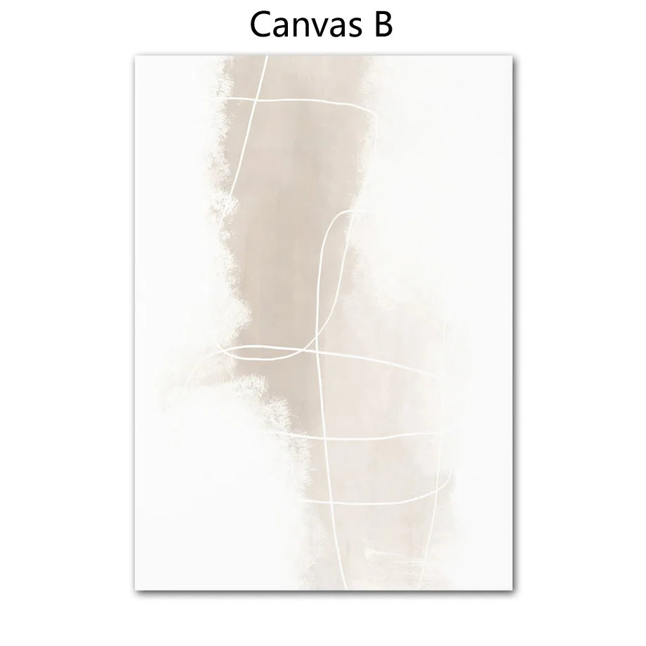Absolute Minimal Beige White Abstract Wall Art Fine Art Canvas Prints Simple Artworks For Modern Apartment Living Room Art For Contemporary Decor