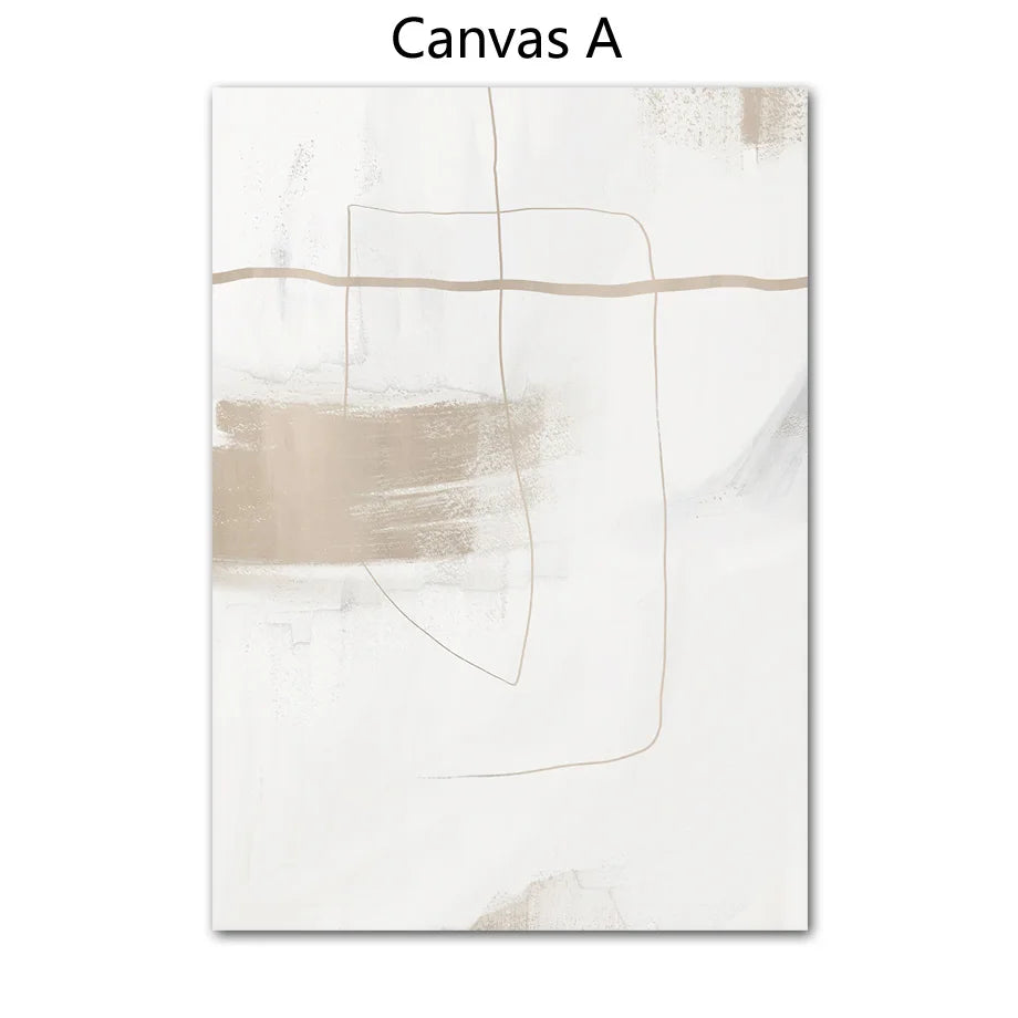 Absolute Minimal Beige White Abstract Wall Art Fine Art Canvas Prints Simple Artworks For Modern Apartment Living Room Art For Contemporary Decor