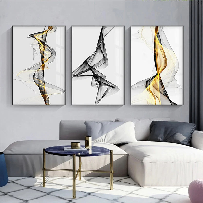 Abstract Twisted Flowing Lines Wall Art Fine Art Canvas Prints Minimalist Pictures For Modern Apartment Living Room Home Office Decor