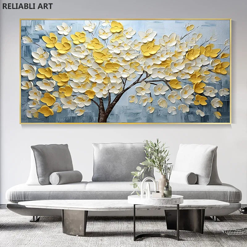 Abstract Cherry Blossom Tree Wall Art Fine Art Canvas Prints Modern Botanical Floral Pictures For Living Room Bedroom Art Decor