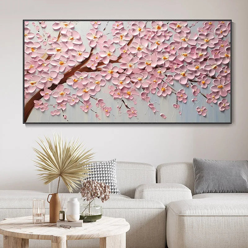 Abstract Cherry Blossom Tree Wall Art Fine Art Canvas Prints Modern Botanical Floral Pictures For Living Room Bedroom Art Decor