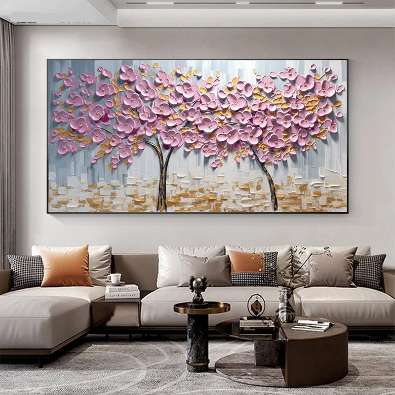 Abstract Cherry Blossom Tree Wall Art Fine Art Canvas Prints Modern Botanical Floral Pictures For Living Room Bedroom Art Decor