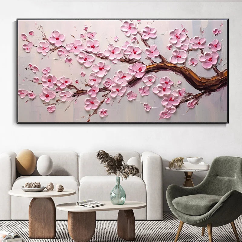 Abstract Cherry Blossom Tree Wall Art Fine Art Canvas Prints Modern Botanical Floral Pictures For Living Room Bedroom Art Decor