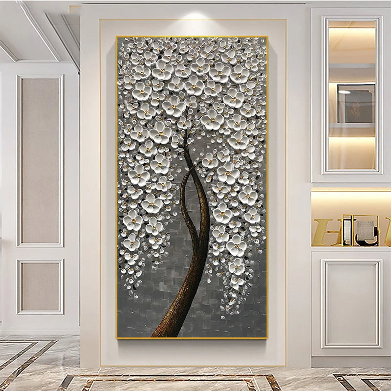 Abstract Cherry Blossom Tree Wall Art Fine Art Canvas Prints Modern Botanical Floral Pictures For Living Room Bedroom Art Decor