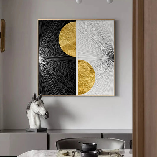 Abstract Golden Geometric Canvas Painting Lines Poster Print Modern Wall Pictures for Living Room Home Decor Nordic Wall Art
