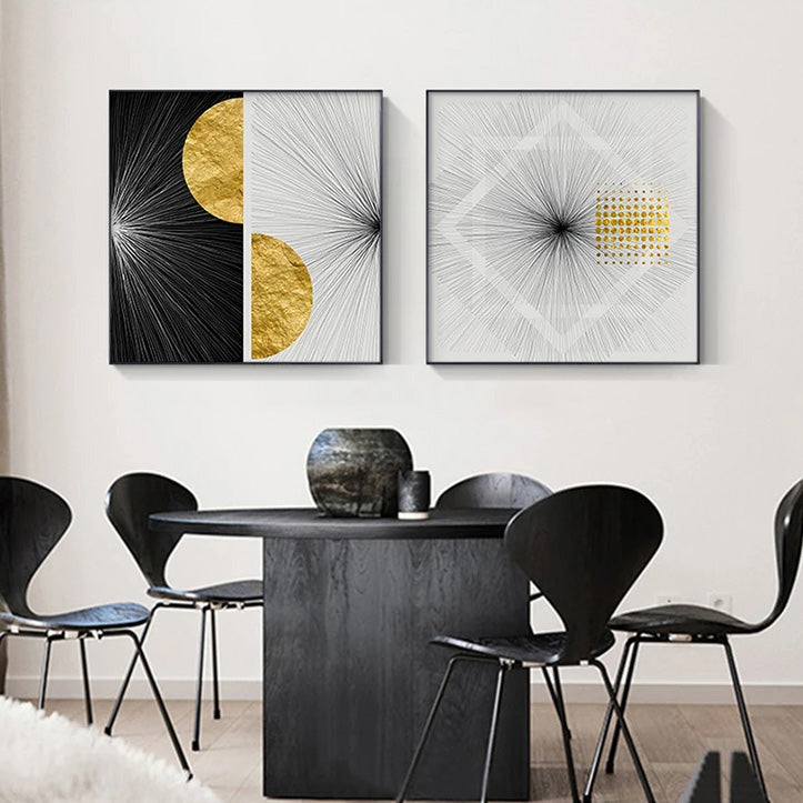 Abstract Golden Geometric Canvas Painting Lines Poster Print Modern Wall Pictures for Living Room Home Decor Nordic Wall Art