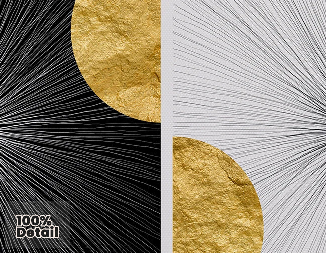 Minimalist Golden Sun Lines Abstract Wall Art Fine Art Canvas Prints Square Format Pictures For Modern Apartment Living Room Art For Contemporary Interiors