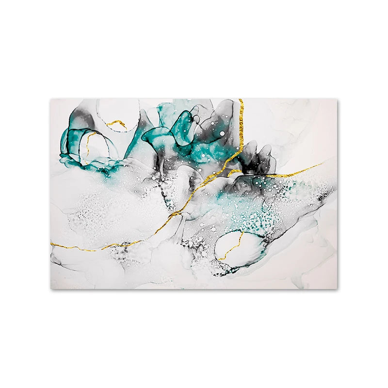 Abstract Grey Jade Green Golden Marble Print Abstract Wall Art Fine Art Canvas Prints Pictures For Modern Living Room Home Office Art Decor 2024