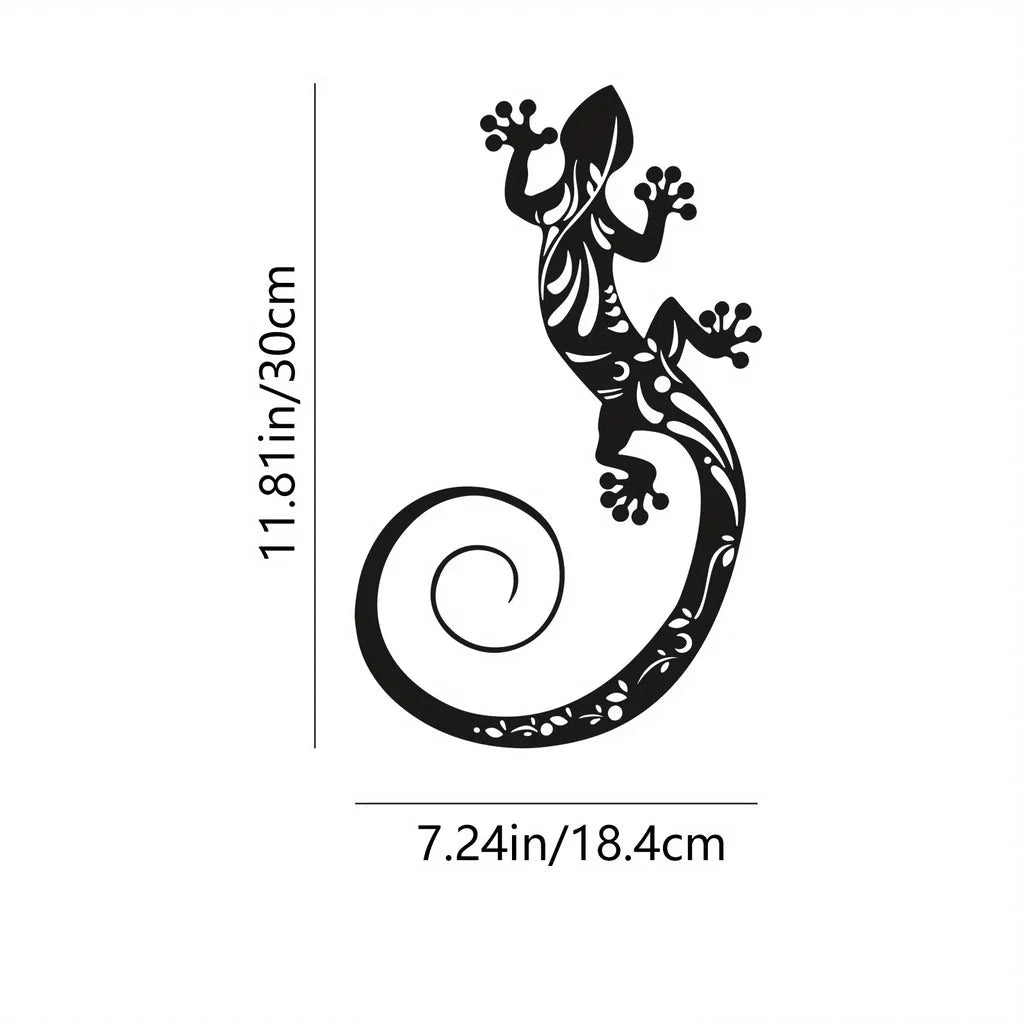 Adorable Gecko Metal Wall Art 3D Iron Crafted Black Lizard Hanging Wall Decoration For Living Room Dining Room Home and Garden Decor