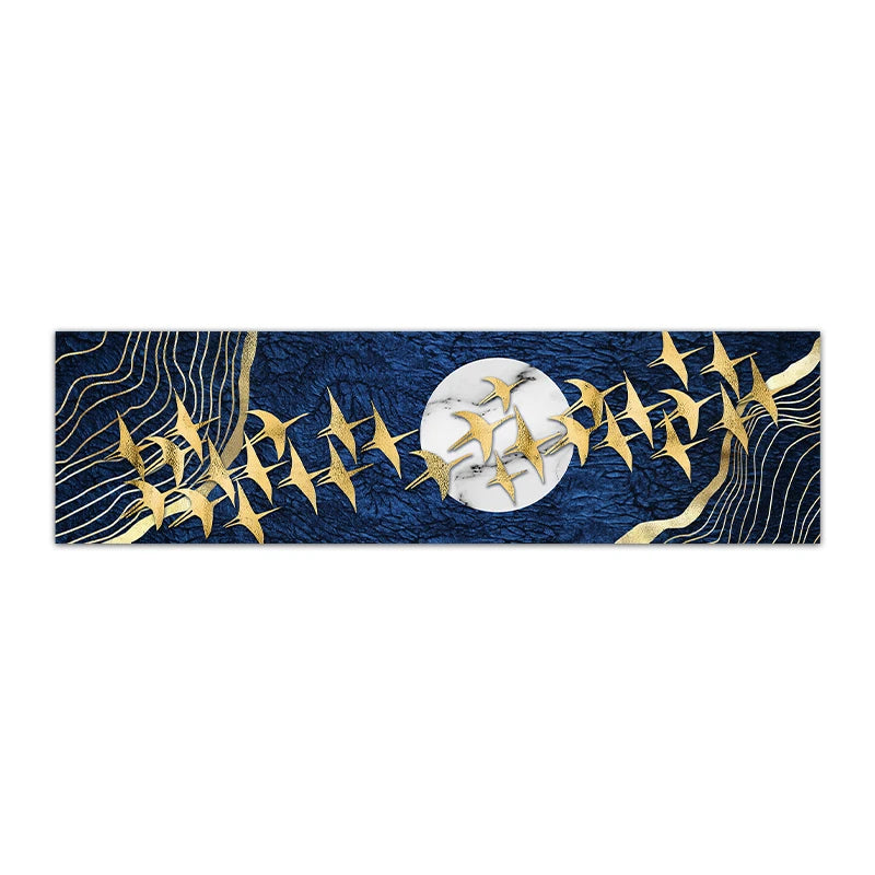 Auspicious Golden Birds In The Moon Wall Art Fine Art Canvas Print Modern Wide Format Picture For Above The Sofa Art For Above The Bed