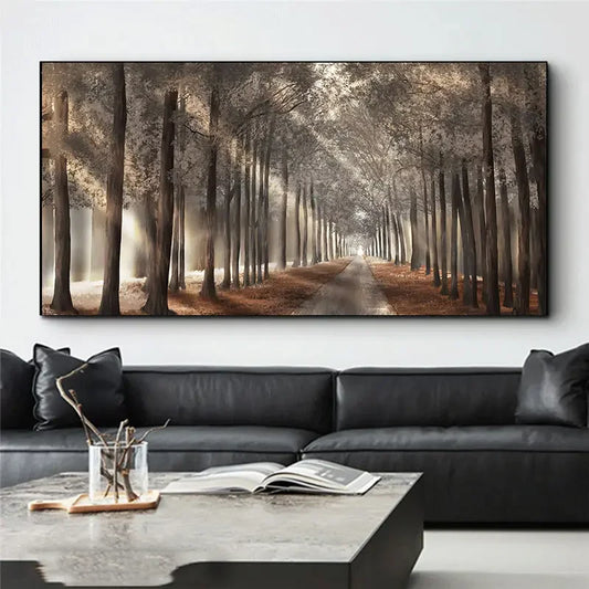 Autumn Sunshine Forest Wall Art Fine Art Canvas Print Natural Landscape Picture For Living Room Dining Room Scandinavian Home Decor