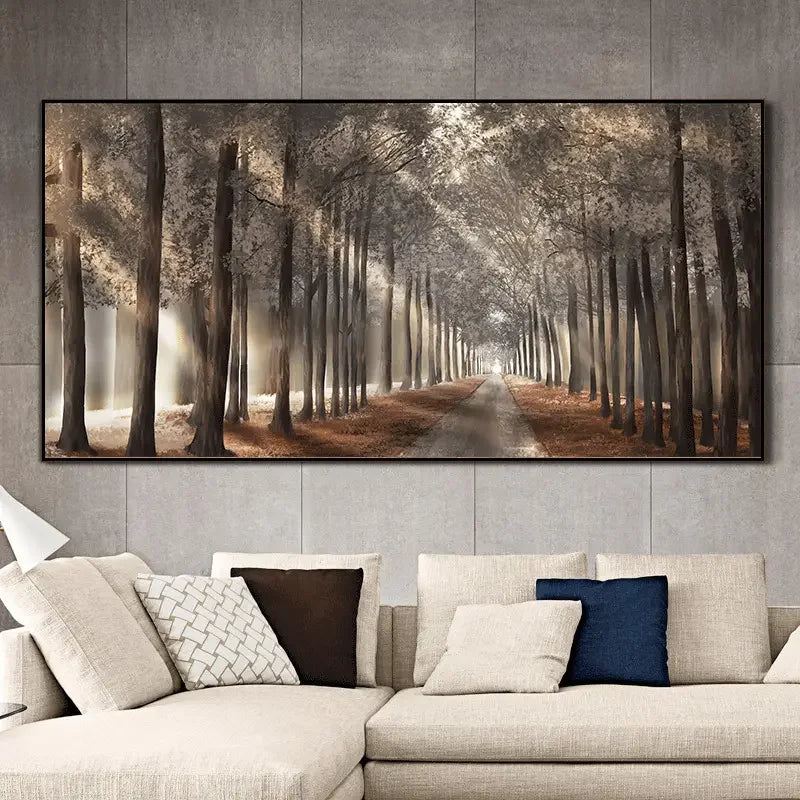 Autumn Sunshine Forest Wall Art Fine Art Canvas Print Natural Landscape Picture For Living Room Dining Room Scandinavian Home Decor