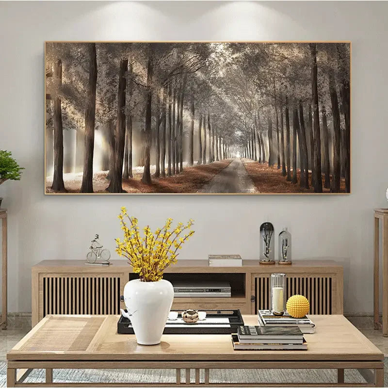 Autumn Sunshine Forest Wall Art Fine Art Canvas Print Natural Landscape Picture For Living Room Dining Room Scandinavian Home Decor