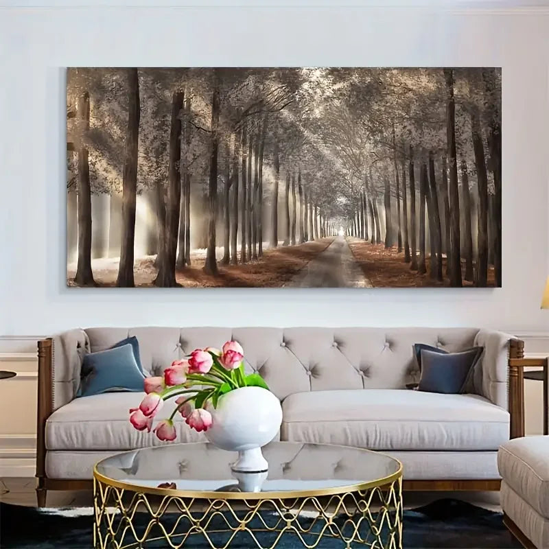 Autumn Sunshine Forest Wall Art Fine Art Canvas Print Natural Landscape Picture For Living Room Dining Room Scandinavian Home Decor