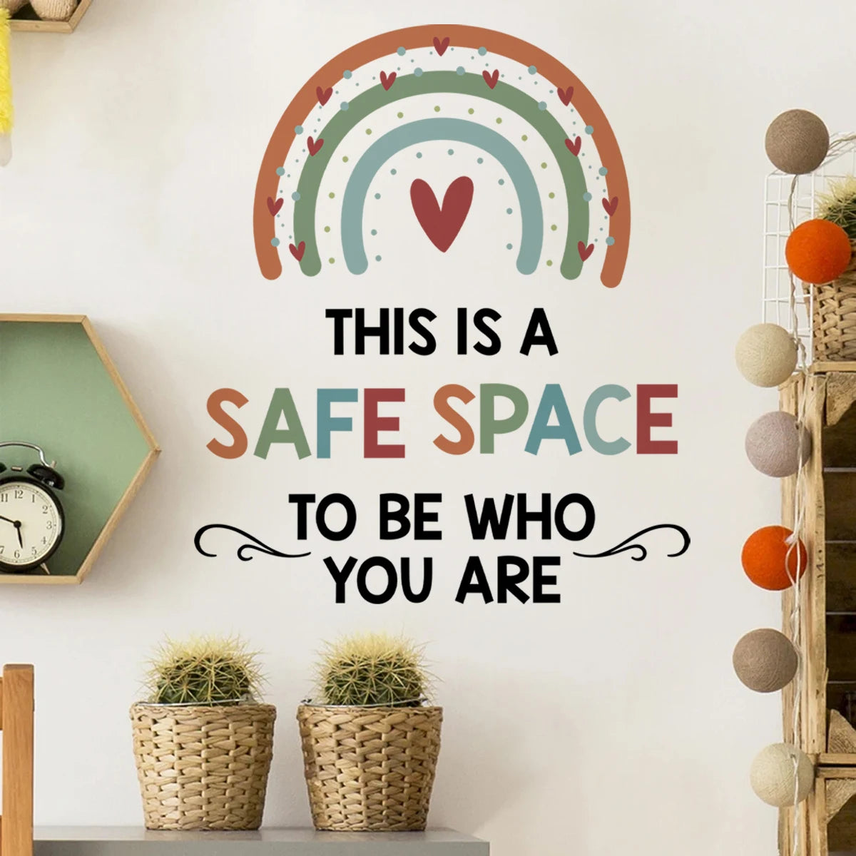 Be Who You Are Rainbow Hearts Wall Decal – Inspirational Peel & Stick Wall Decor Quote for Kids’ Rooms, Classrooms & Therapy Spaces