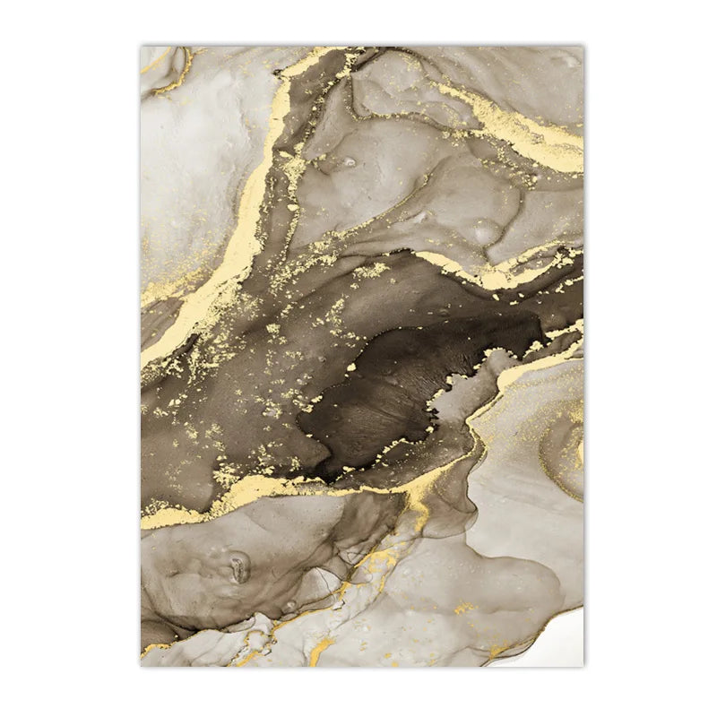 Beige Golden Flowing Liquid Marble Print Wall Art Fine Art Canvas Prints Chic Pictures For Modern Apartment Living Room Trendy Bedroom Art Decor