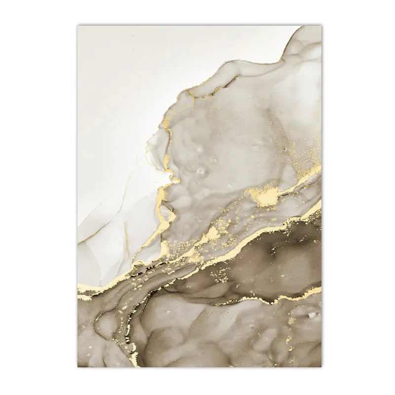 Beige Golden Flowing Liquid Marble Print Wall Art Fine Art Canvas Prints Chic Pictures For Modern Apartment Living Room Trendy Bedroom Art Decor