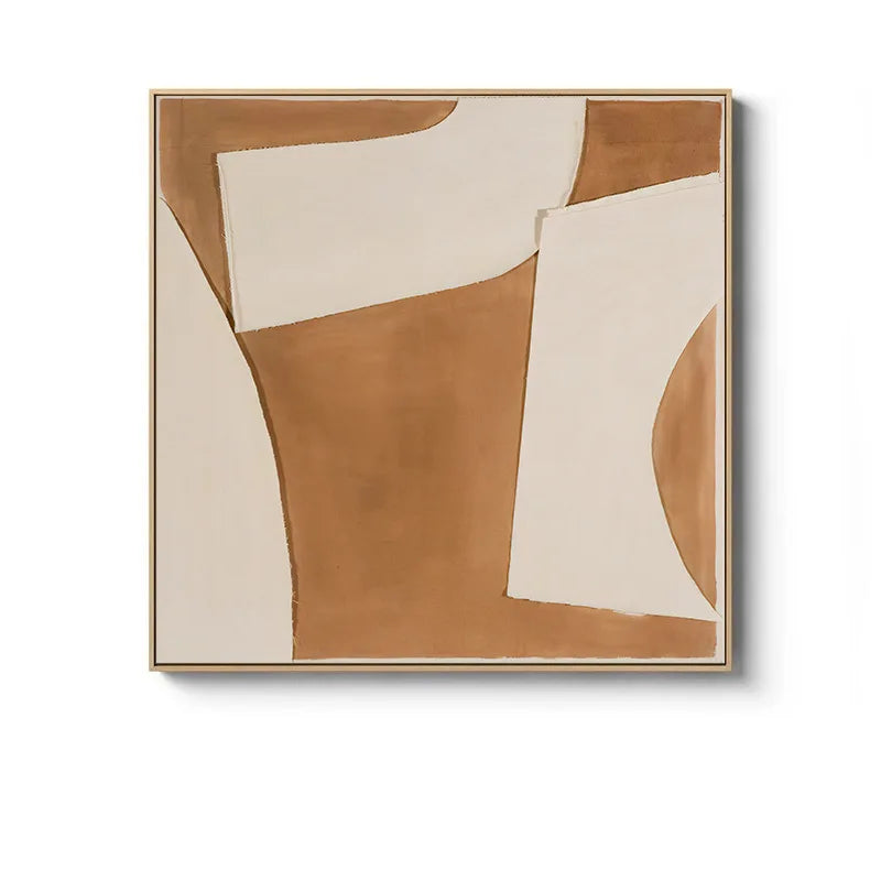 Beige Terracotta Minimalist Nordic Abstract Wall Art Fine Art Canvas Prints Square Format Pictures For Bedroom Modern Art For Living Room