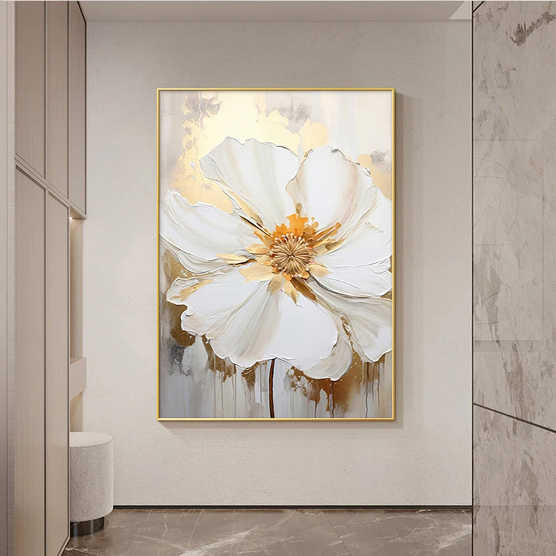 Big White Floral Wall Art Fine Art Canvas Prints Modern Botany Pictures For Living Room Dining Room Entrance Hallway Wall Decoration