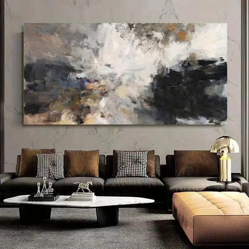 Big Abstract Wall Art Picture For Neutral Color Scheme Living Room