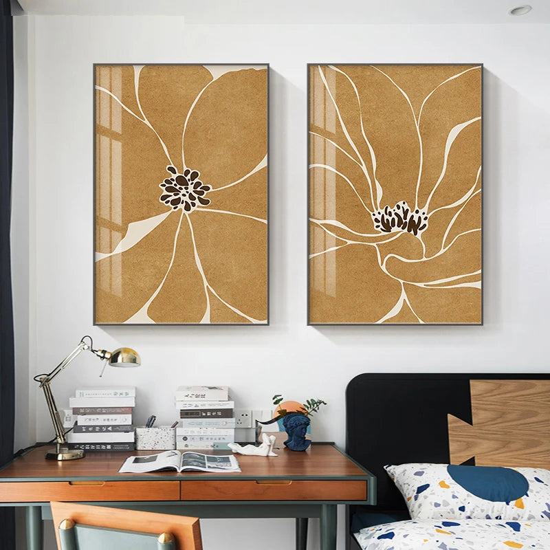 Big Floral Abstract Botanical Wall Art Fine Art Canvas Prints Pictures For Modern Apartment Living Room Dining Room Contemporary Foyer Art Decor