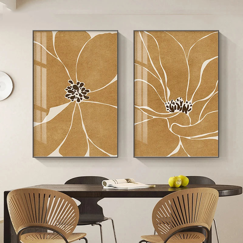 Big Floral Abstract Botanical Wall Art Fine Art Canvas Prints Pictures For Modern Apartment Living Room Dining Room Contemporary Foyer Art Decor