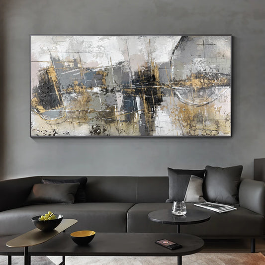 Big Sizes Contemporary Urban Abstract Wall Art Fine Art Canvas Prints Neutral Color Tones Pictures For Modern Apartment Living Room Home Office Art Decor