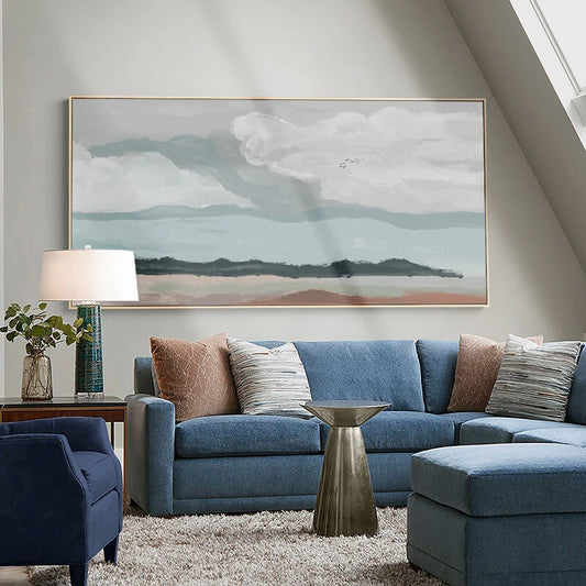 Big Sky Abstract Landscape Wall Art Fine Art Canvas Print Neutral Color Picture For Modern Apartment Living Room Nordic Picture For Above The Bed