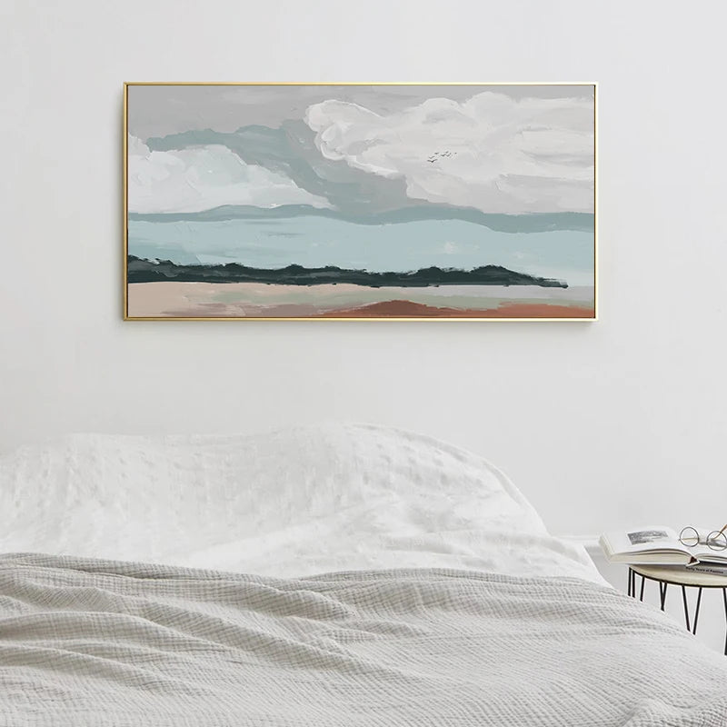 Big Sky Abstract Landscape Wall Art Fine Art Canvas Print Neutral Color Picture For Modern Apartment Living Room Nordic Picture For Above The Bed