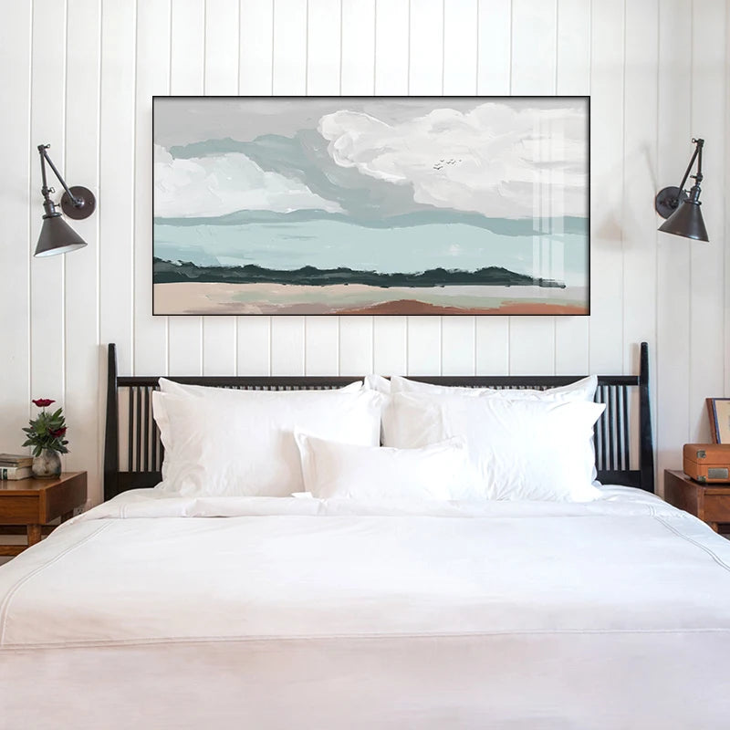 Big Sky Abstract Landscape Wall Art Fine Art Canvas Print Neutral Color Picture For Modern Apartment Living Room Nordic Picture For Above The Bed