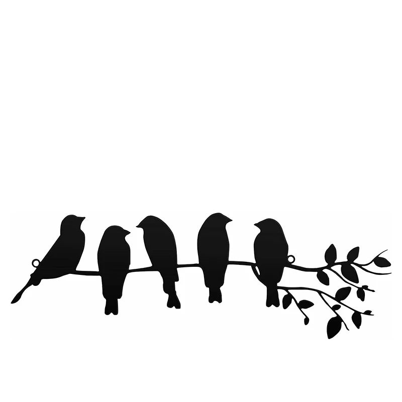 Birds Silhouette Metal Wall Art 3D Iron Crafted Birds On A Branch Wall Decoration For Living Room Conservatory Room Children's Play Room Porch Patio Art Decor