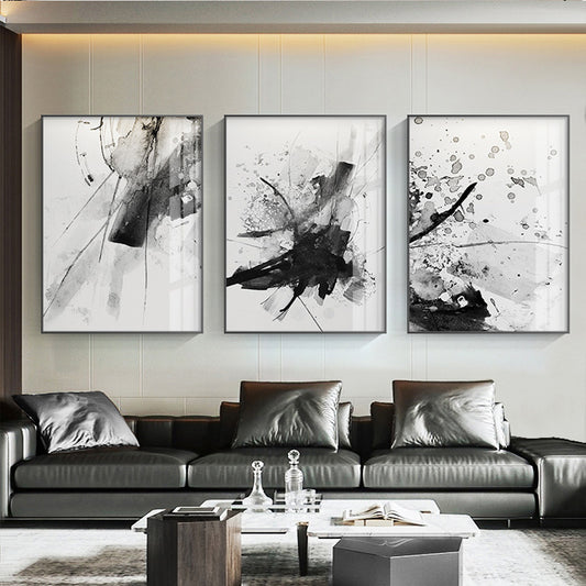 Black White Abstract Ink Splash Wall Art Fine Art Canvas Prints Nordic Pictures For Living Room Minimalist Scandinavian Interiors