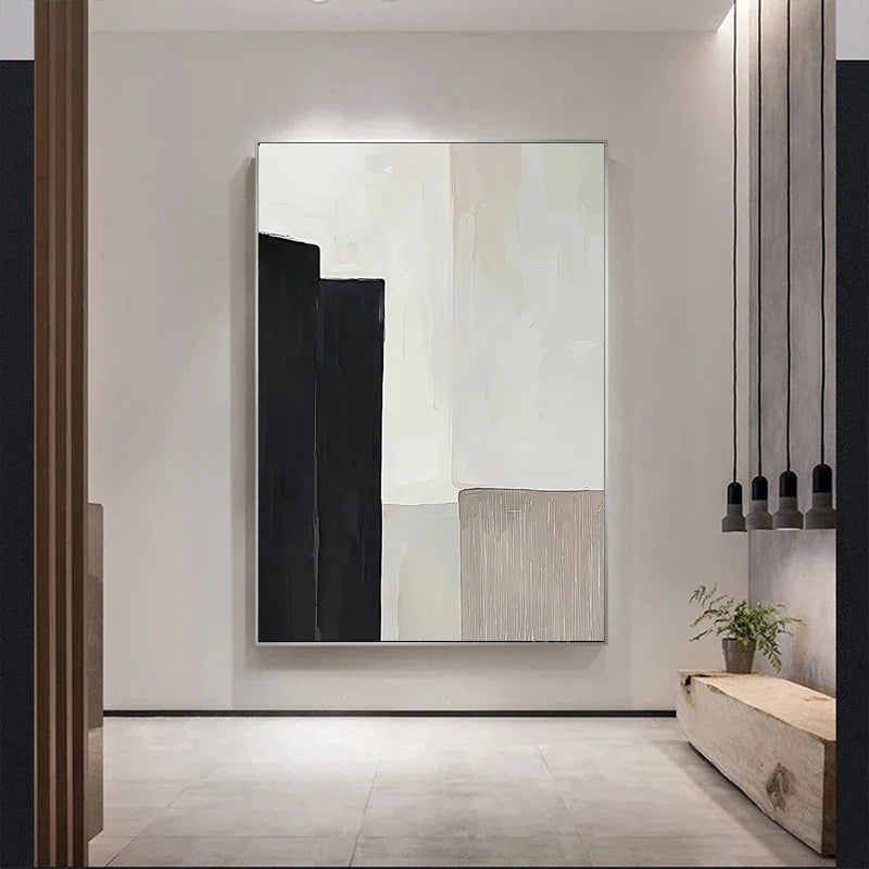 Black Beige Minimalist Abstract Wall Art Fine Art Canvas Prints Pictures For Living Room Bedroom Foyer Art For Contemporary Interiors