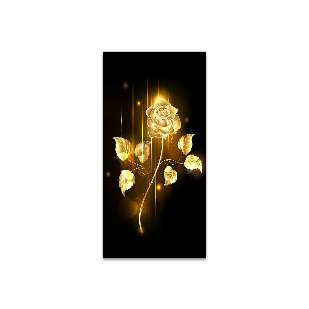 Black Golden Leaves Exotic Abstract Botanical Wall Art Fine Art Canvas Prints Pictures For Living Room Reception Foyer Art For Light Luxury Home Decor 2025