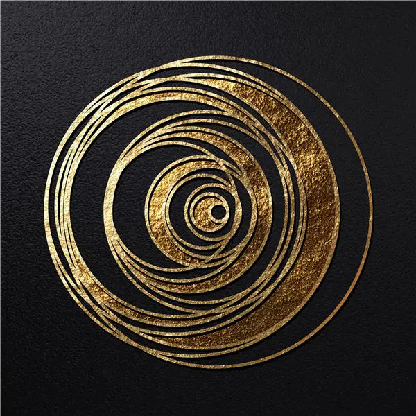 Black Golden Spherical Abstract Geometric Wall Art Fine Art Canvas Prints Modern Aesthetics Square Format Pictures For Living Room Home Office Decor