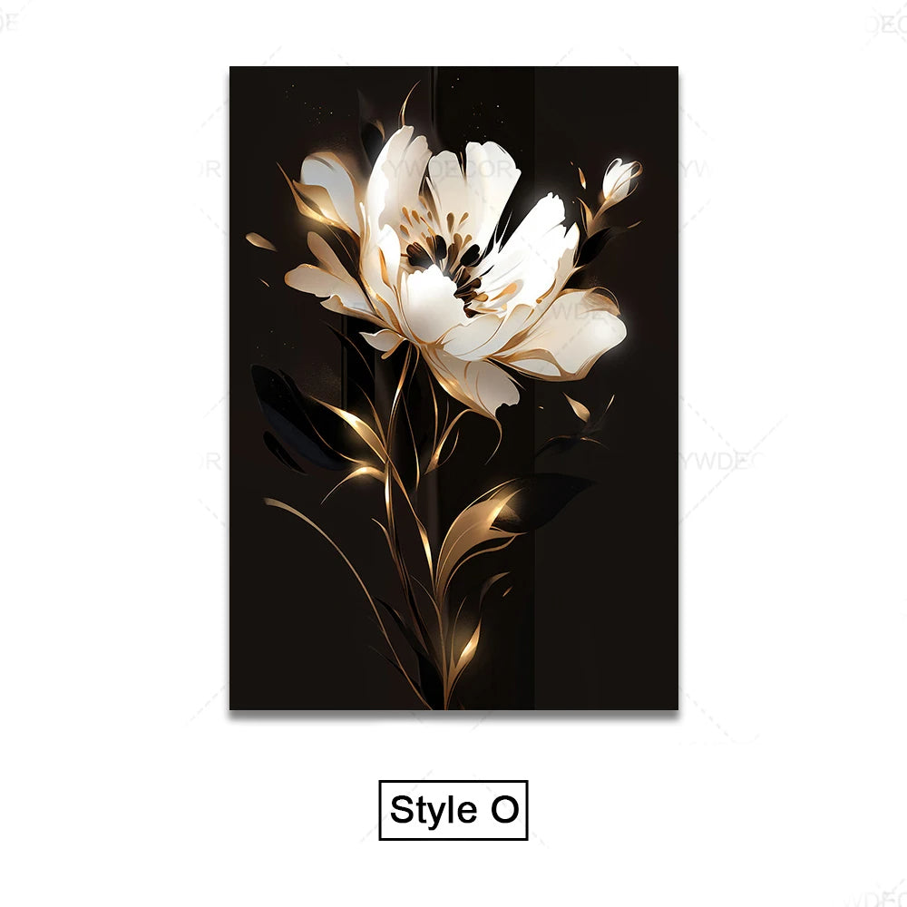 Black Golden Tropical Leaves Wall Art Fine Art Canvas Prints Modern Botanical Pictures For Luxury Living Room Dining Room Home Office Decor