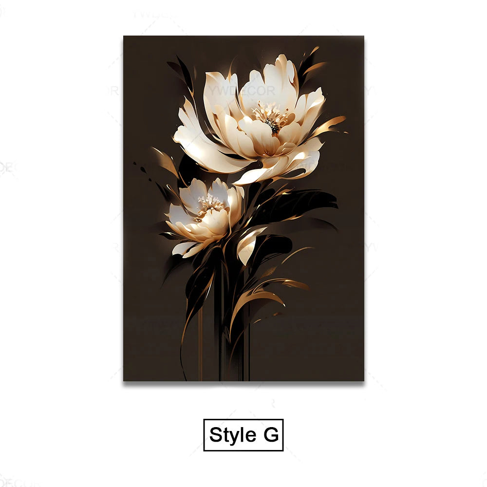 Black Golden Tropical Leaves Wall Art Fine Art Canvas Prints Modern Botanical Pictures For Luxury Living Room Dining Room Home Office Decor