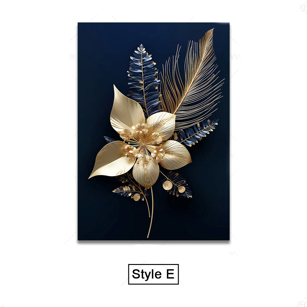 Black Golden Tropical Leaves Wall Art Fine Art Canvas Prints Modern Botanical Pictures For Luxury Living Room Dining Room Home Office Decor
