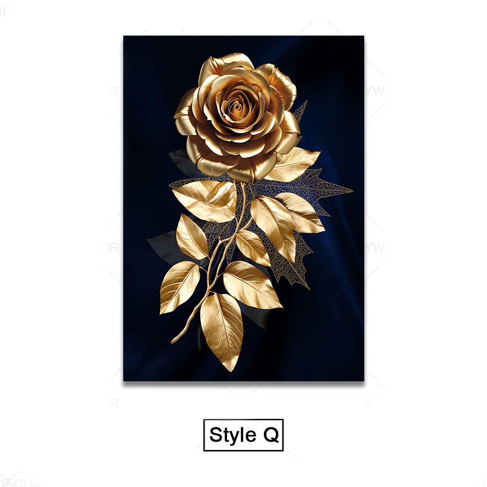 Black Golden Tropical Leaves Wall Art Fine Art Canvas Prints Modern Botanical Pictures For Luxury Living Room Dining Room Home Office Decor