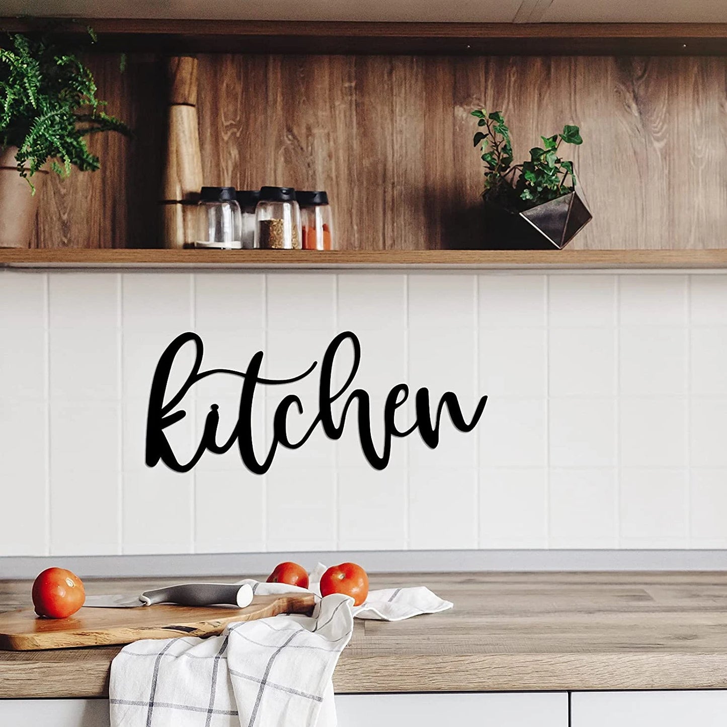 Black Metal Kitchen Signage 3d Iron Crafted Wall Decor Easy Install Modern Creative Stylish Typographic Wall Decor For Kitchen